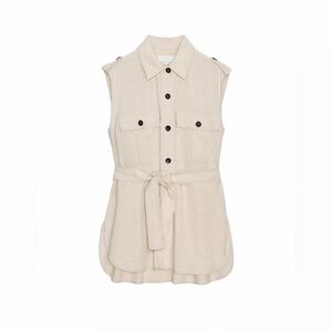 Zara Linen Belted Long Vest